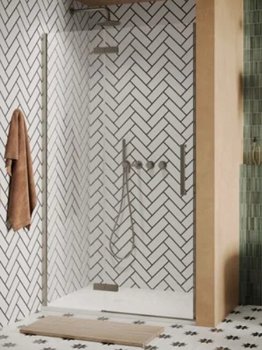 Crosswater Asura Hinged Door with Inline 1000 Brushed Nickel