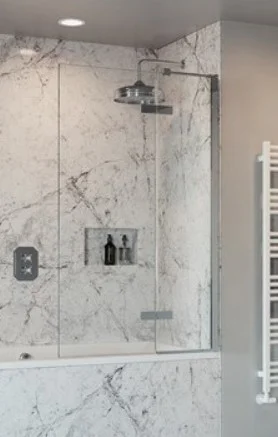 Crosswater Optix 10 Hinged Bath Screen with Inline Panel 90 Right Handed Chrome