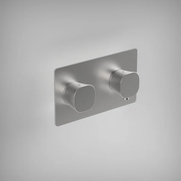 Ava Purity 2 Way 2 Handle Thermostatic Valve W/ Backplate 3.0 - Brushed Stainless Steel