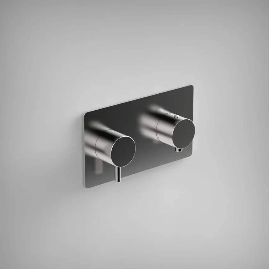 Ava Trend 2 Way 2 Handle Thermostatic Valve W/ Backplate 3.0 - Polished Stainless Steel product image - Image 1