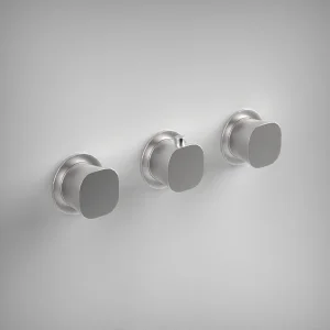 Ava Purity 3 Way 3 Handle Thermostatic Valve W/ Flanges 3.0 - Brushed Stainless Steel