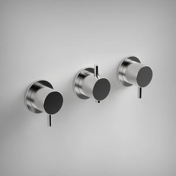 Ava Trend 4 Way 3 Handle Thermostat Valve W/flanges 3.0 - Polished Stainless Steel