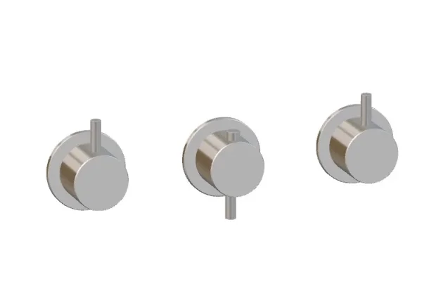 Ava Trend 4 Way 3 Handle Thermostat Valve W/flanges 3.0 - Polished Stainless Steel detail view - Image 3