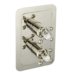 Just Taps Grosvenor Cross Thermo Concealed 2 Outlet Shower Valve Vertical  Nickel