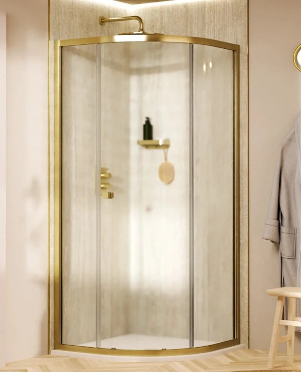 Crosswater 6mm Quadrant Single Door 900 Brushed Brass