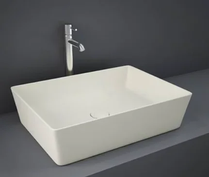 Rak Feeling 50cm Rectangular Counter Top Wash Basin In Matt Greige detail view - Image 2