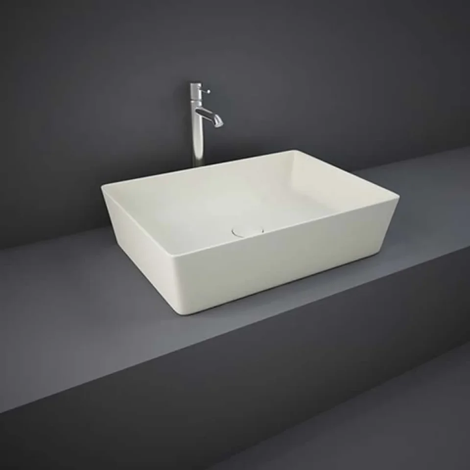 Rak Feeling 50cm Rectangular Counter Top Wash Basin In Matt Greige product image - Image 1