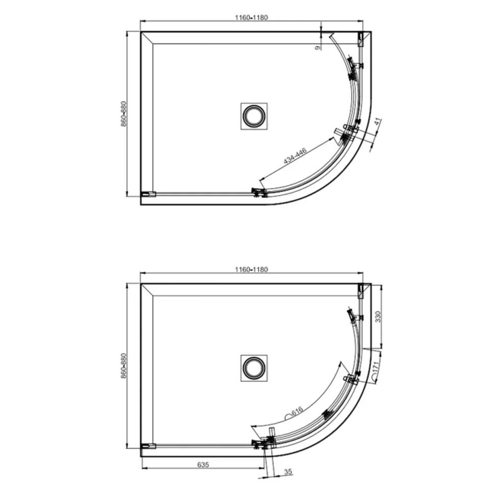 Crosswater Optix Offset Quadrant 1200x900 Left Hand Brushed Nickel detail view - Image 3