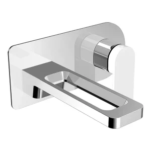 Just Taps Axel Single Lever Wall Mounted Basin Mixer Matt White Hand Chrome