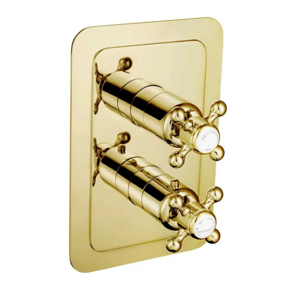 Just Taps Grosvenor Cross Concealed Thermo 1 Outlet Valve Light Gold product image - Image 1