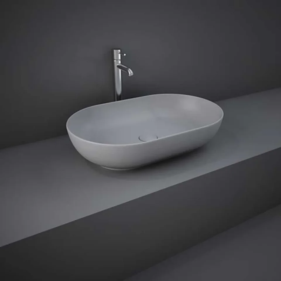 Rak Feeling 55cm Oval Counter Top Wash Basin In Matt Grey product image - Image 1