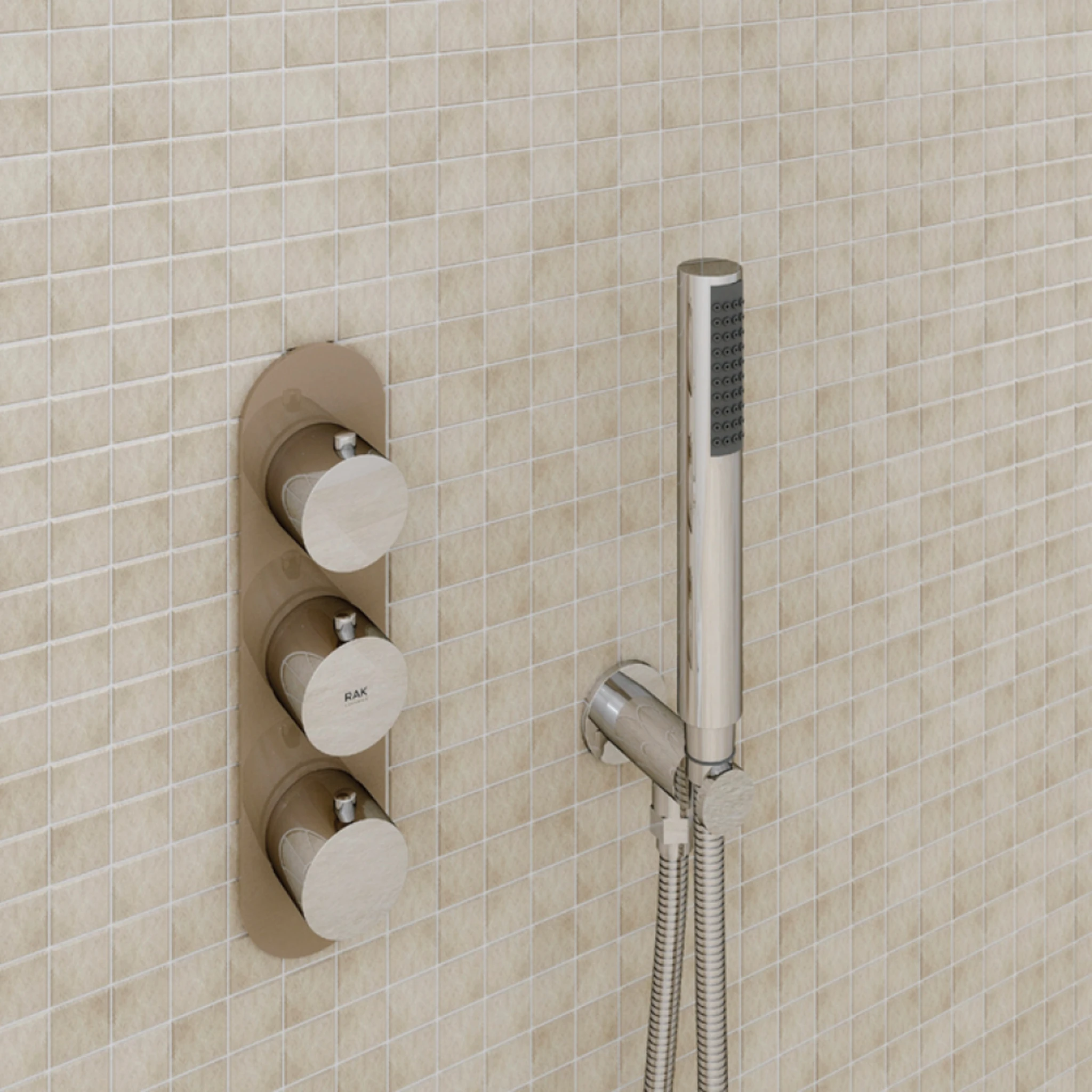 Rak Feeling Round Dual Outlet Thermostatic Concealed Shower Valve In White