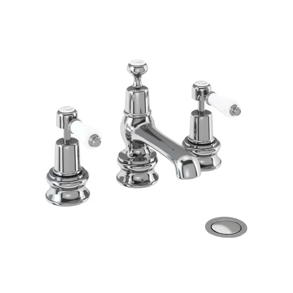 Burlington Qt Kensington 3h Basin Mixer Chrome detail view - Image 3