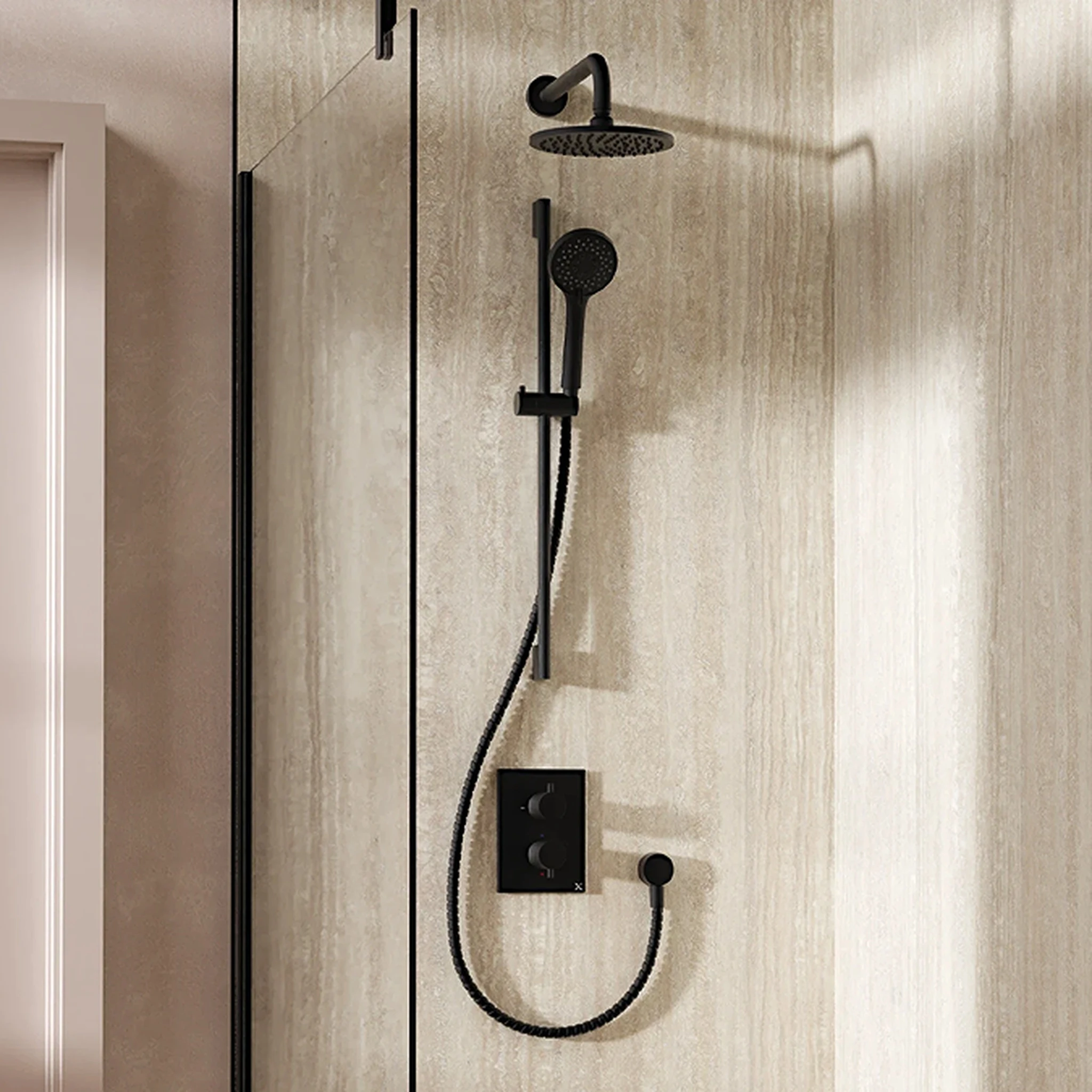 Crosswater Crossbox Shower Set 4 Matt Black 200mm