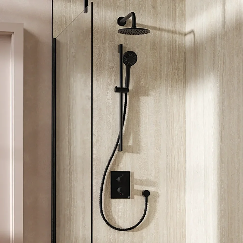 Crosswater Crossbox Shower Set 4 Matt Black 200mm product image - Image 1