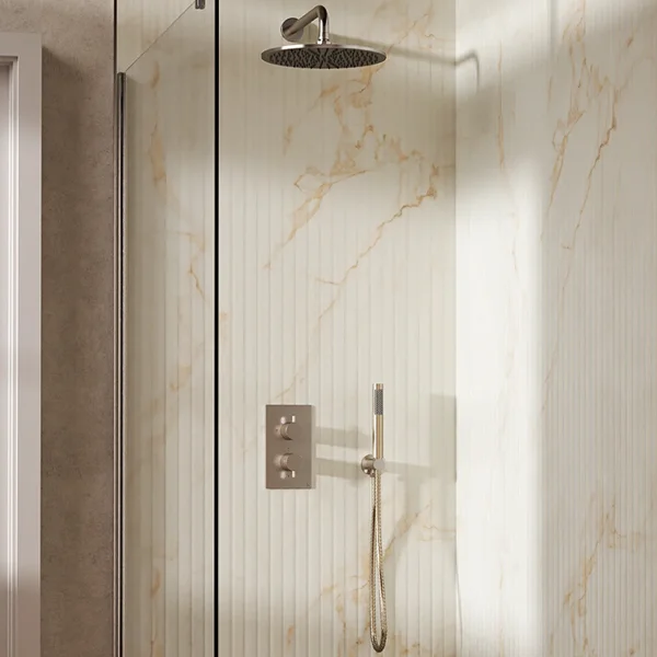Crosswater Design Shower Set 3 Brushed Nickel 300mm