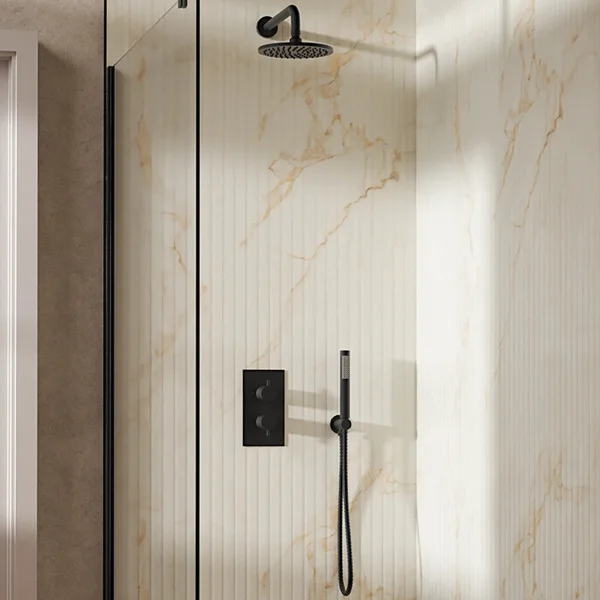 Crosswater Design Shower Set 3 Matt Black 200mm