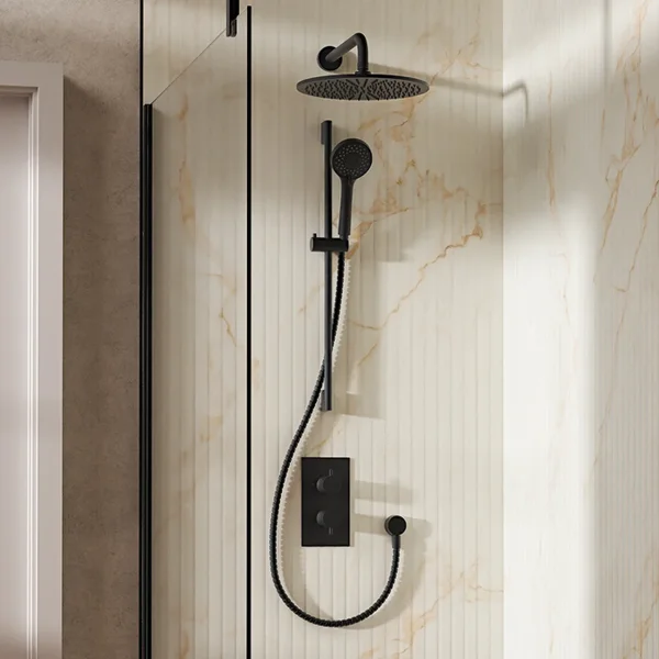 Crosswater Design Shower Set 4 Matt Black 300mm