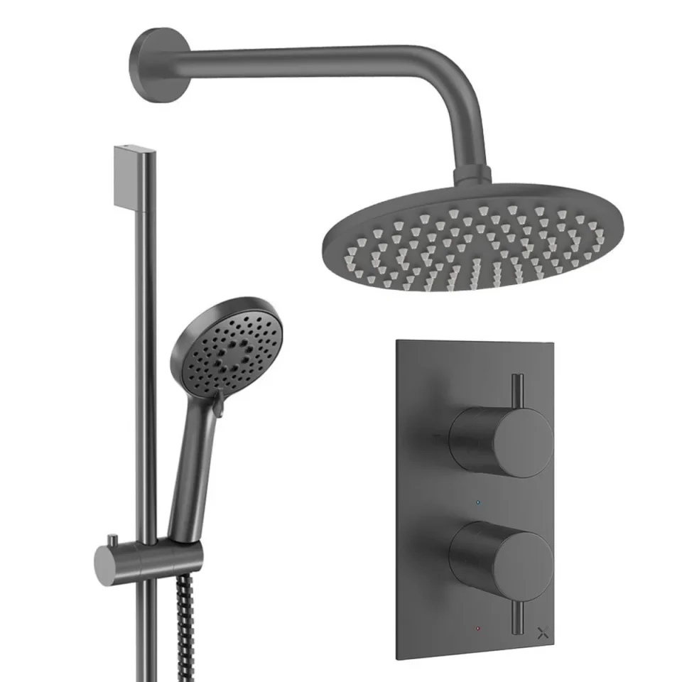 Crosswater Design Shower Set 4 Slate 200mm product image - Image 1