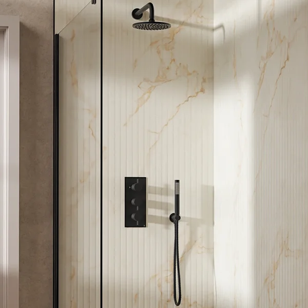 Crosswater Design Shower Set 7 Matt Black 200mm