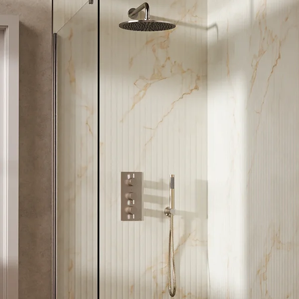 Crosswater Design Shower Set 7 Brushed Nickel 300mm