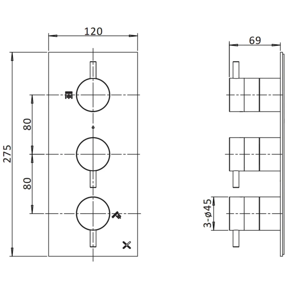 Crosswater Design Shower Set 7 Brushed Nickel 300mm detail view - Image 3