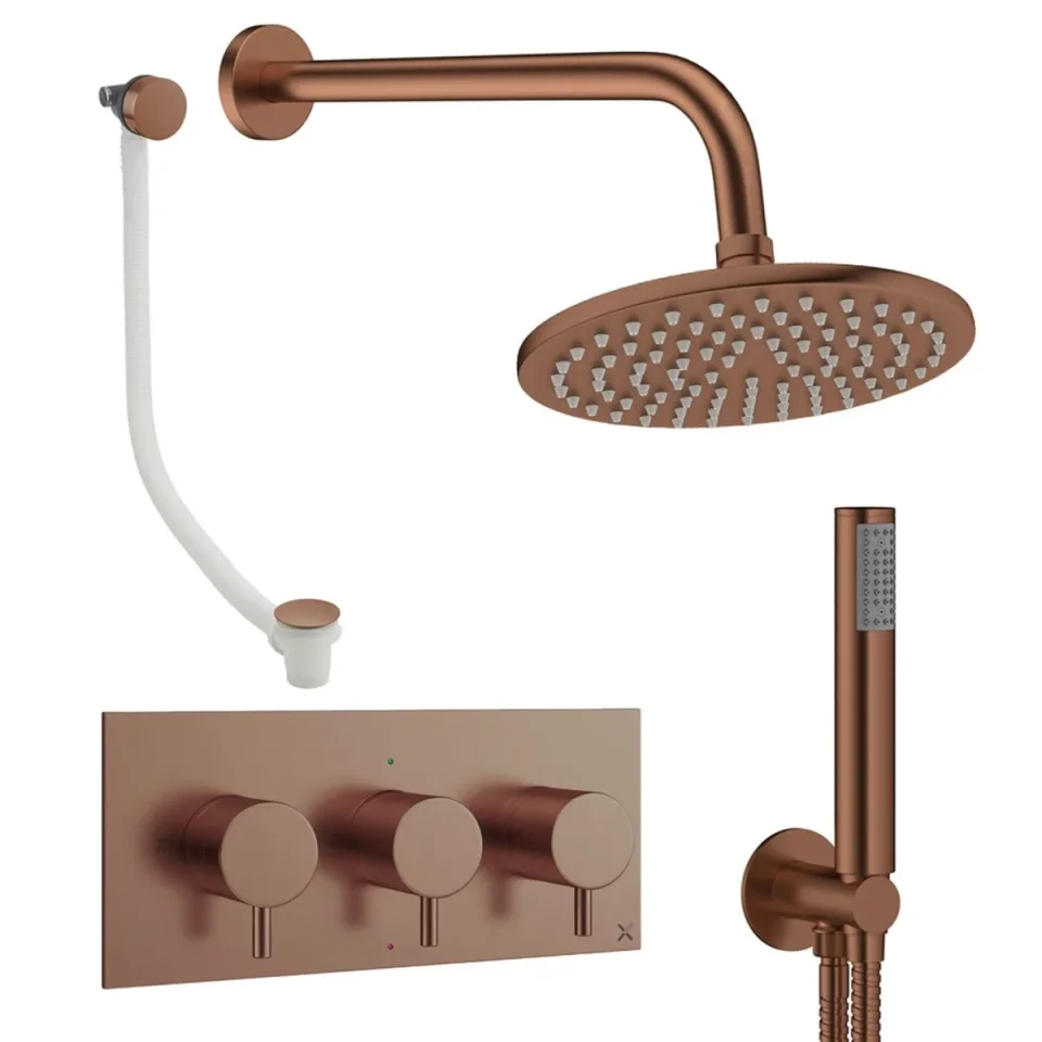 Crosswater Design Shower Set 8 Brushed Bronze 200mm product image - Image 1