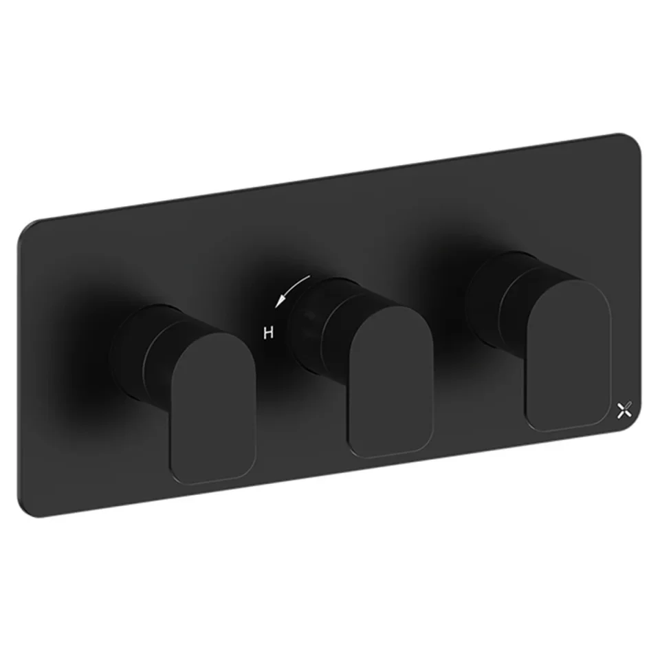 Crosswater Fuse 2 Outlet 3 Handle Landscape Valve & Trimset Matt Black product image - Image 1