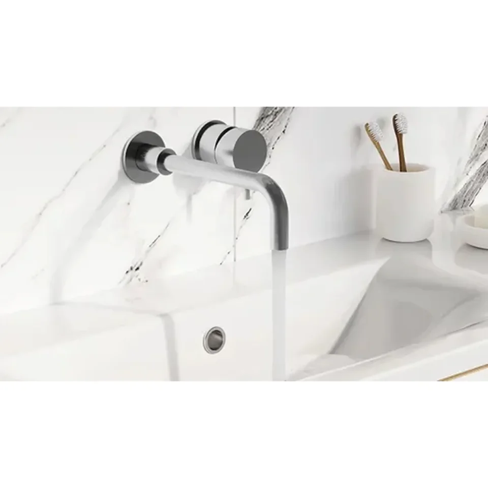Britton Greenwich Tall Basin Mixer Brushed Brass detail view - Image 3