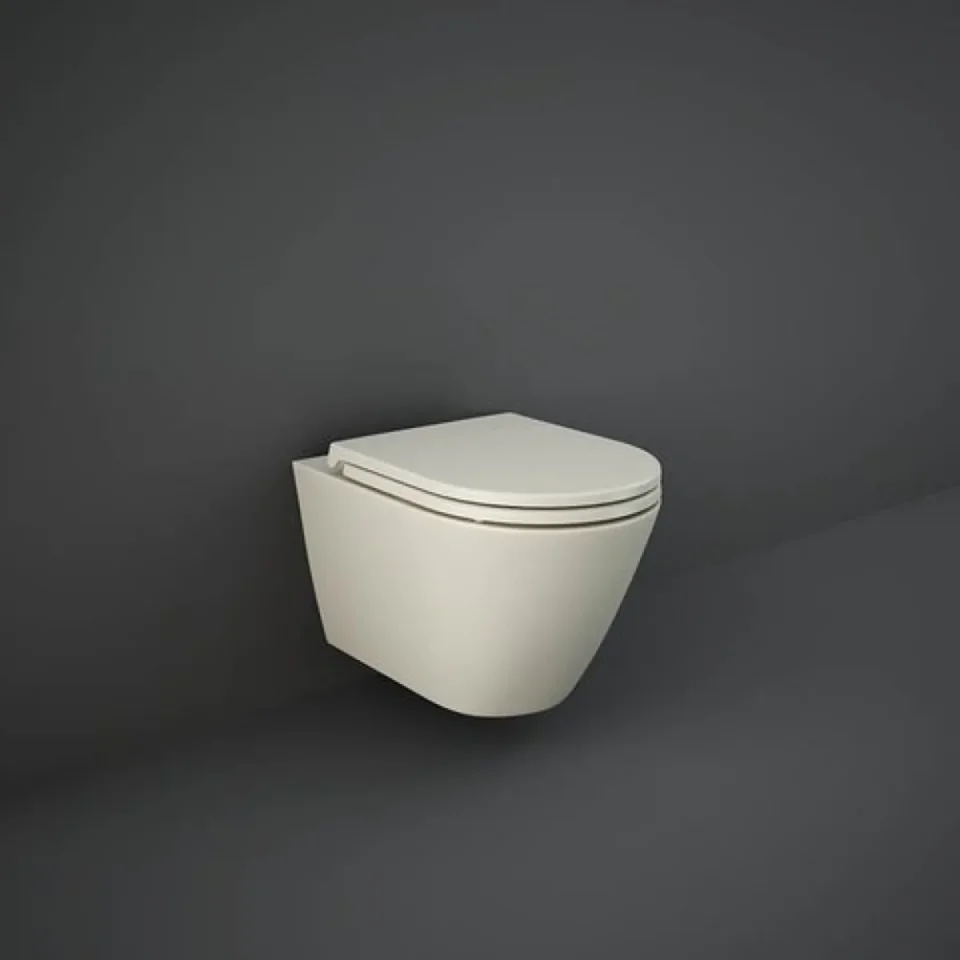 Rak Feeling Rimless Wall Hung Pan In Matt Greige product image - Image 1