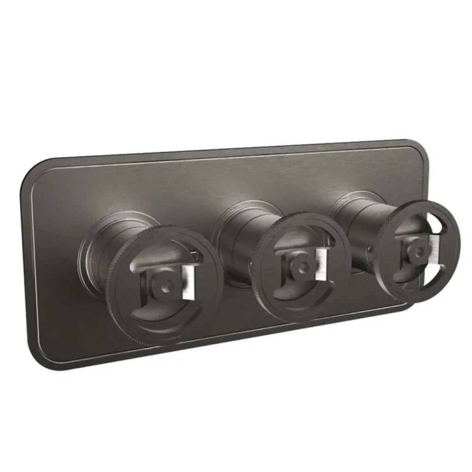 Crosswater Union 3 Handle Trimset Brushed Black Chrome Lever - must be paired with WLBP2001R+ or WLBP3001R+ product image - Image 1
