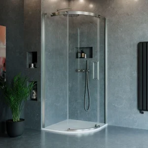 Crosswater Optix Quadrant 900x900 Left Hand Brushed Nickel