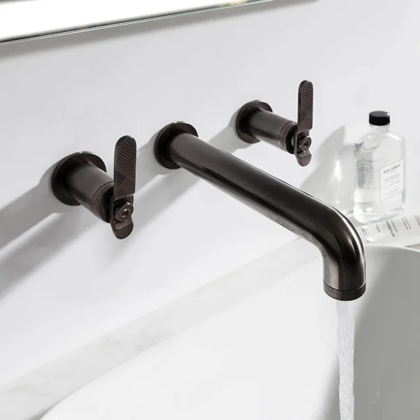 Crosswater Union Basin 3 Hole Set Wall Mounted Brushed Black Chrome Lever