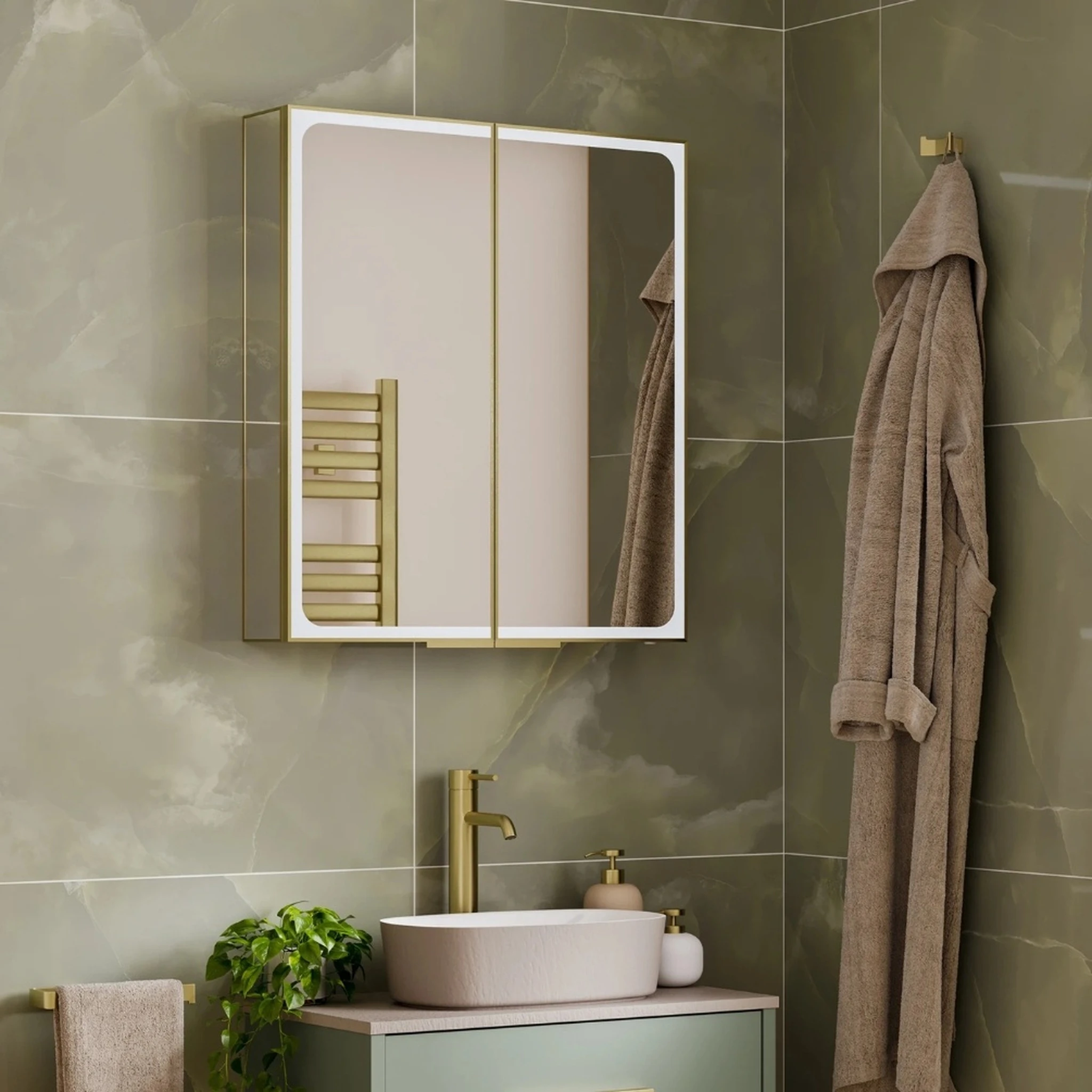 Hib Euna 80 Cabinet Brushed Brass W80 X H70 X D14cm