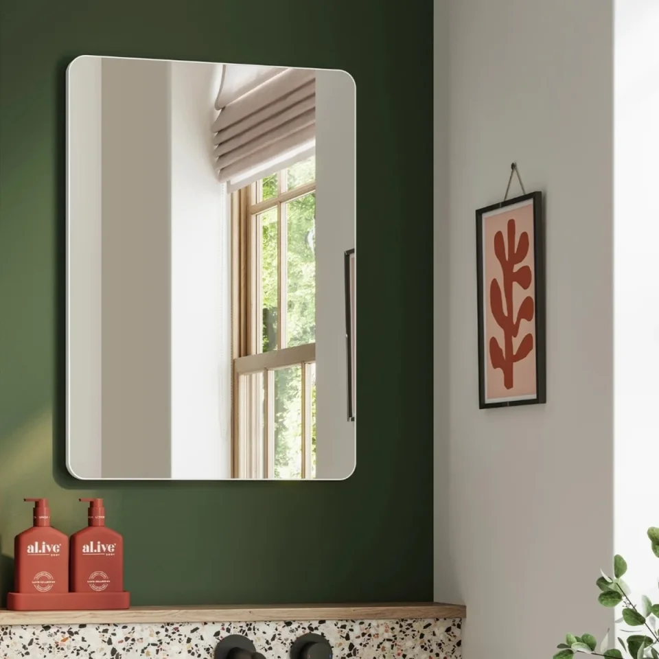 Hib Trim Curve 40 (matt White Frame) Mirror H60 X W40cm X D2.5cm product image - Image 1