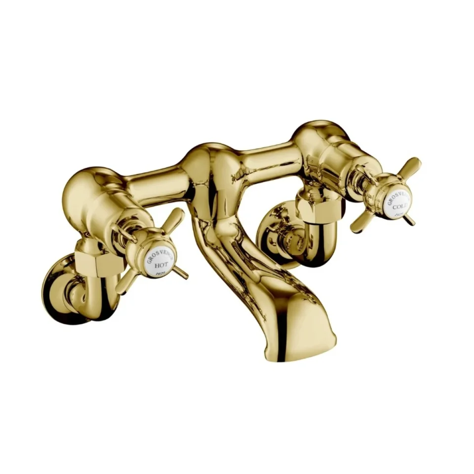 Just Taps Grosvenor Pinch Wall Mounted Bath Filler Light Gold product image - Image 1