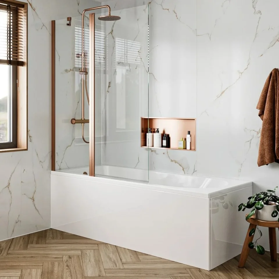Crosswater 6mm Double Bath Screen 1150 Brushed Bronze product image - Image 2