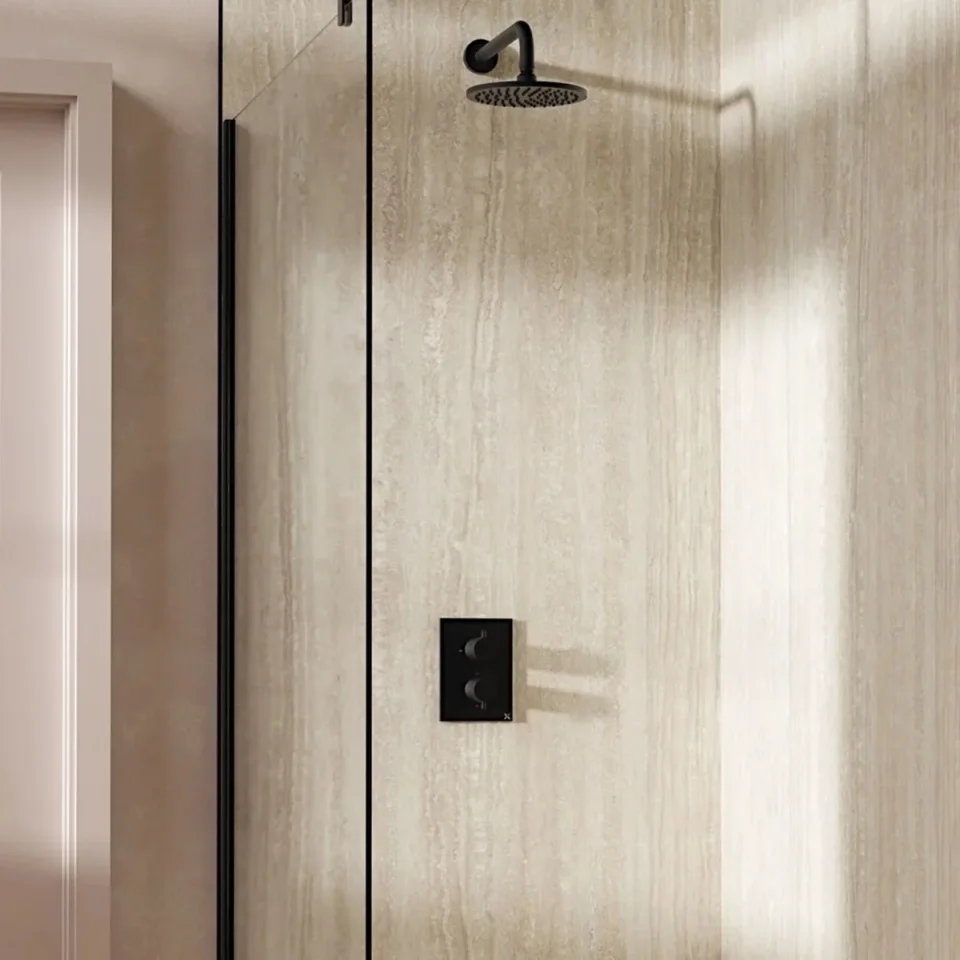 Crosswater Crossbox Shower Set 1 Matt Black 200mm product image - Image 1