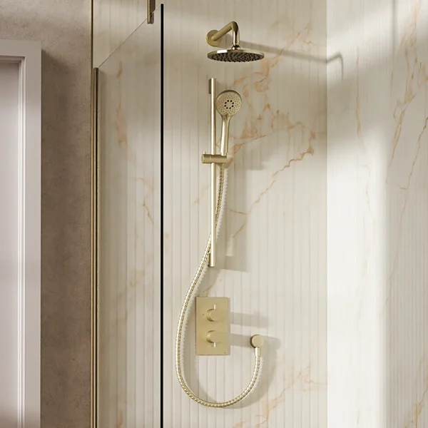 Crosswater Design Shower Set 4 Brushed Brass 200mm