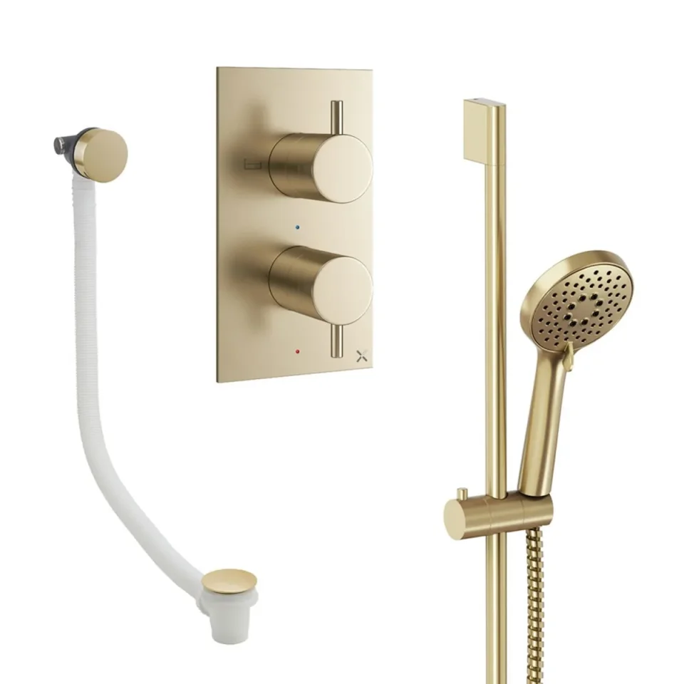 Crosswater Design Shower Set 6 Brushed Brass product image - Image 1