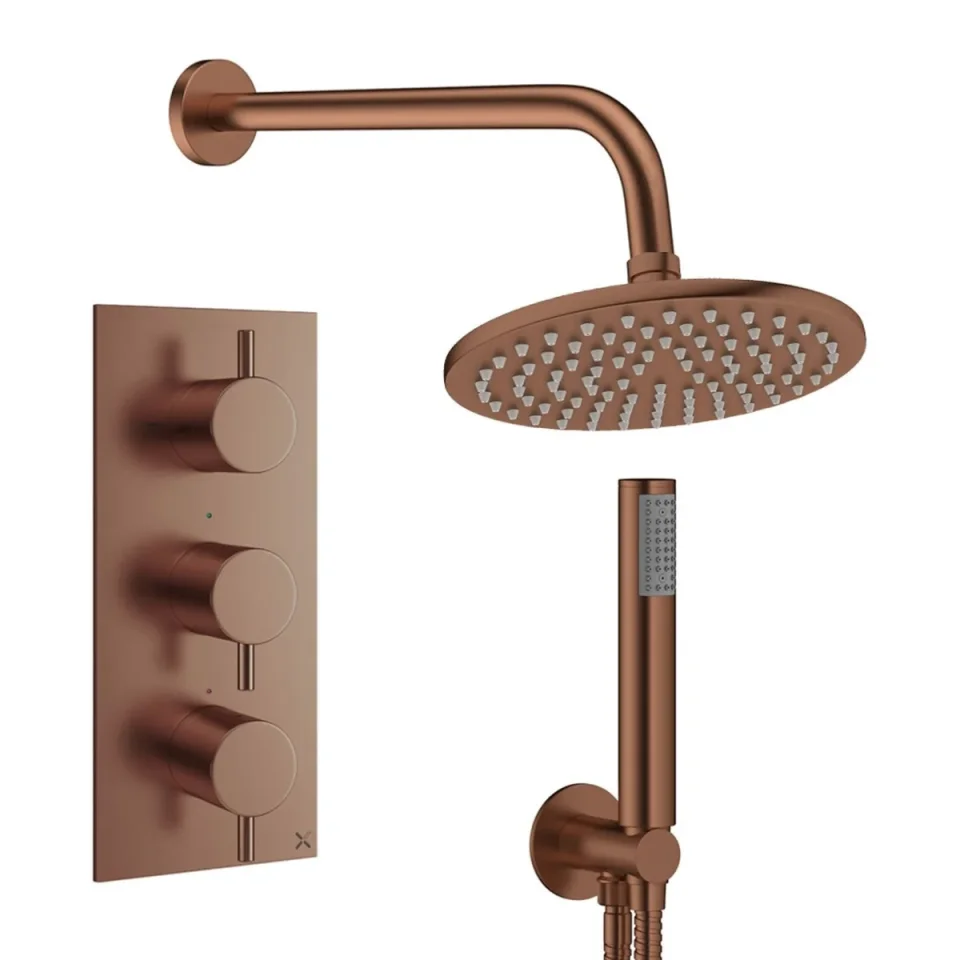 Crosswater Design Shower Set 7 Brushed Bronze 200mm product image - Image 1