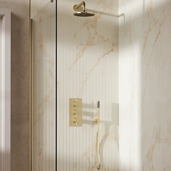 Crosswater Design Shower Set 7 Brushed Brass 200mm