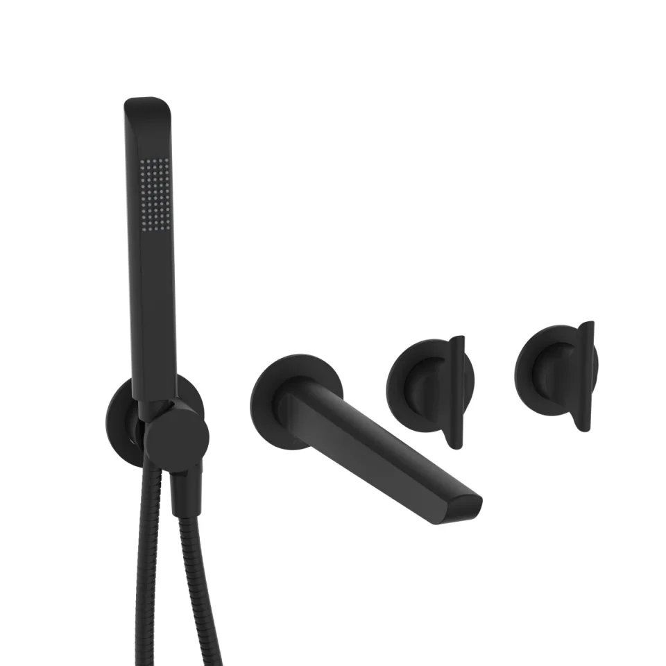 Crosswater Module Foile 2 Handle With Bath Spout & Handshower Matt Black detail view - Image 2