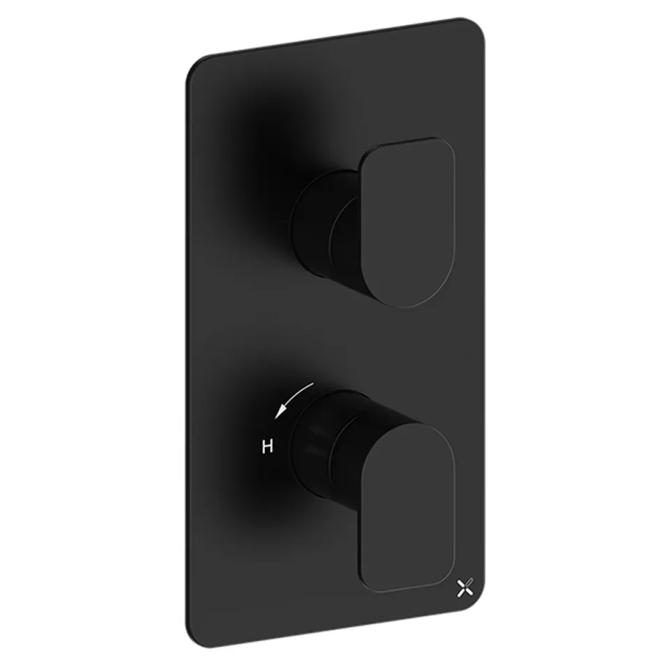 Crosswater Fuse 1 Outlet 2 Handle Valve & Trimset Matt Black product image - Image 1