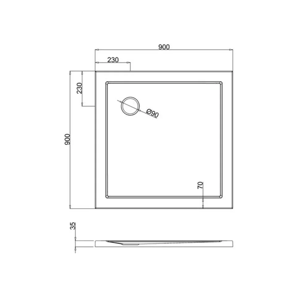 Britton Square Shower Tray 900mm detail view - Image 3