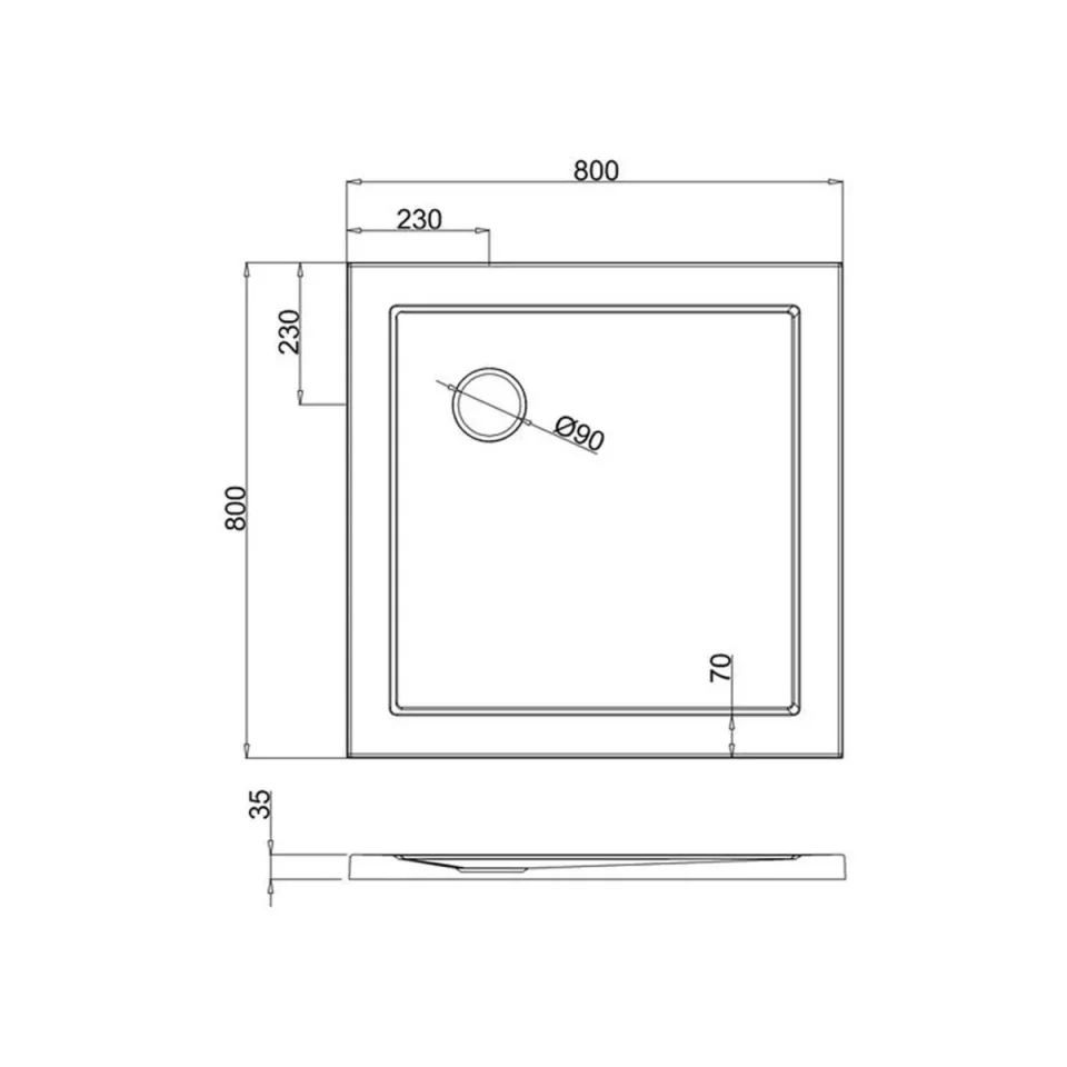 Britton Square Shower Tray 800mm detail view - Image 3
