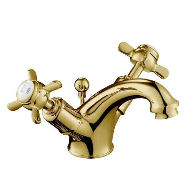Just Taps Grosvenor Pinch Basin Mixer With Puw Light Gold