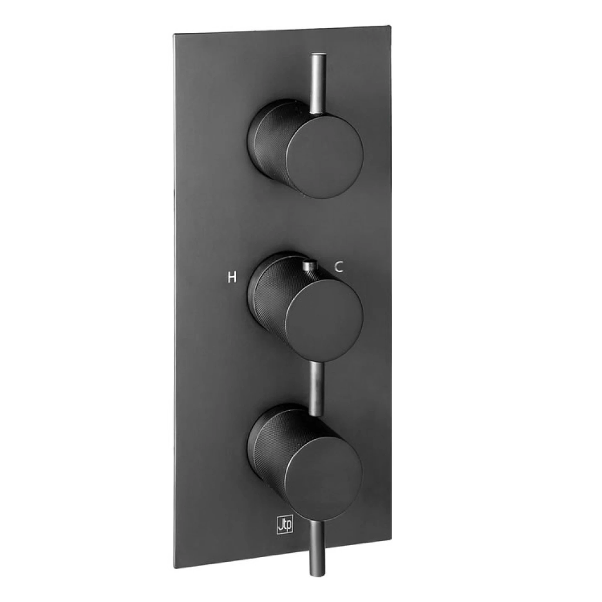 Just Taps Vos 3 Outlet Thermo Conc Valve Vertical Matt Black Designer