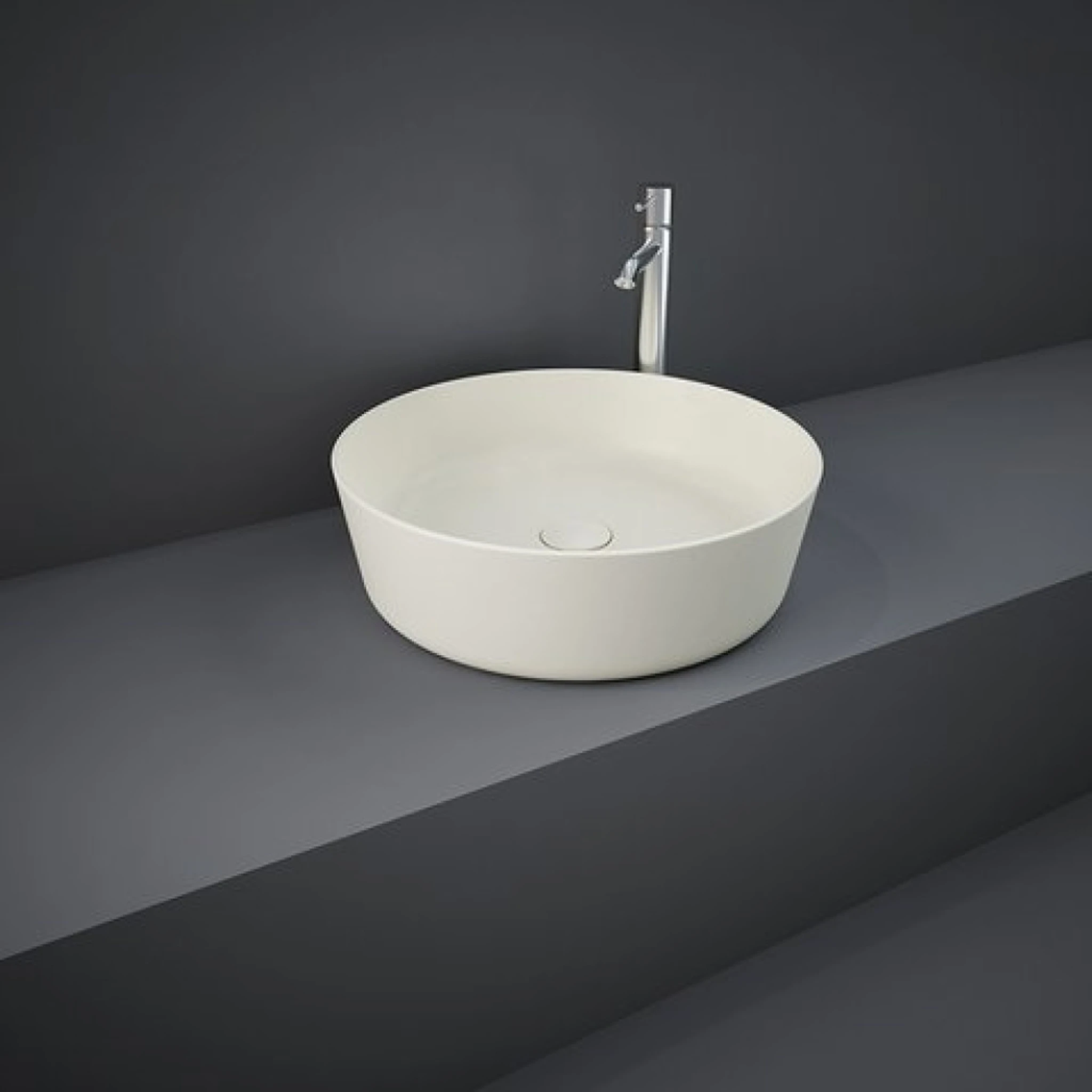 Rak Feeling 42cm Round Counter Top Wash Basin In Matt Greige