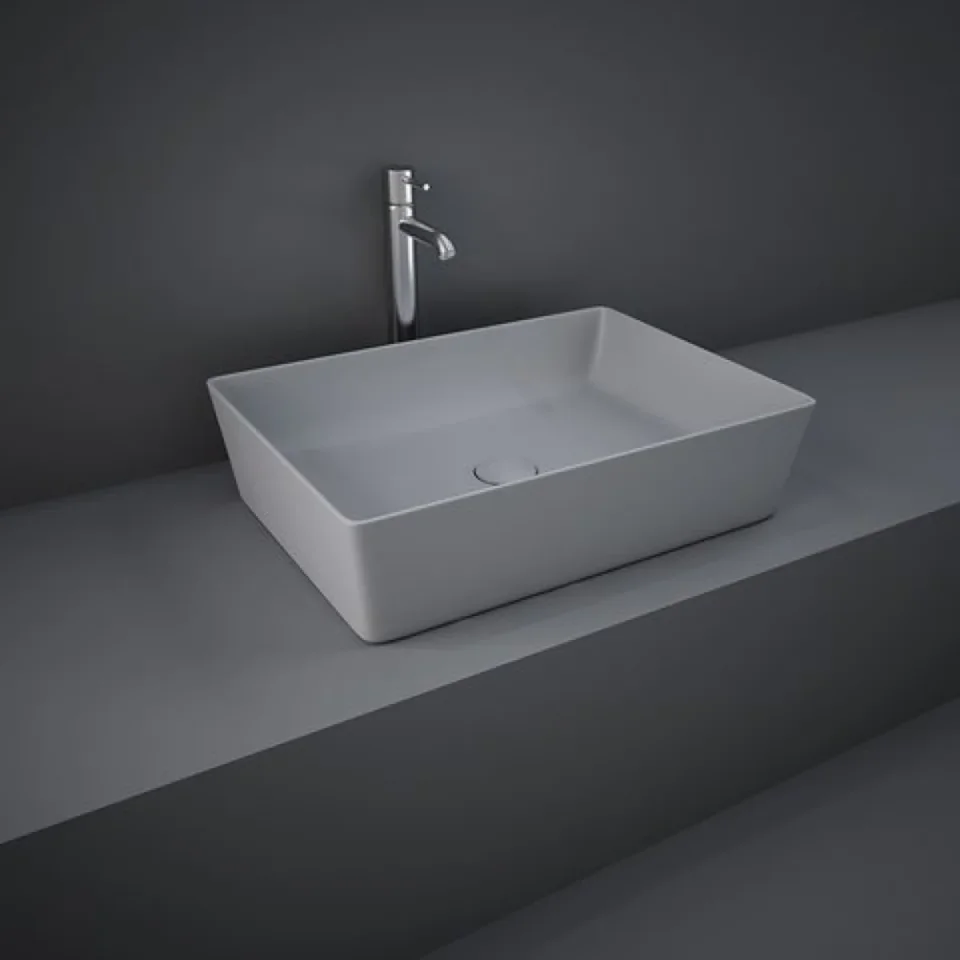 Rak Feeling 50cm Rectangular Counter Top Wash Basin In Matt Grey product image - Image 1